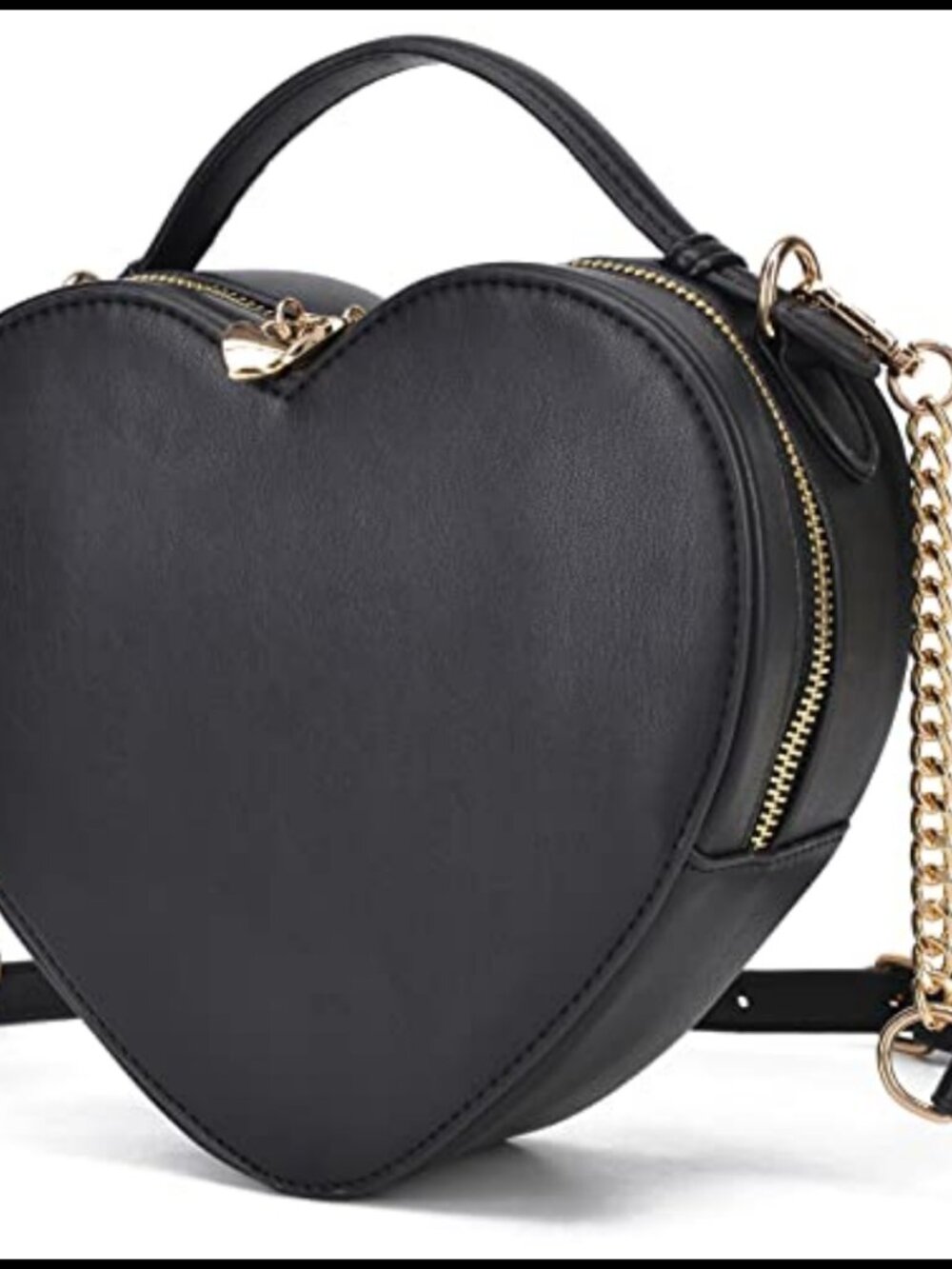 Heart Shaped Crossbody Purse PU Leather Zip-Around Satchel Shoulder Bag
